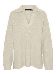 Vero Moda Sweter "Luna" w kolorze beżowym rozmiar: L. Brązowe swetry Vero Moda, l, bez wzorów, ze splotem, bez ramiączek. Za 79.03 zł.
