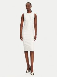 Elisabetta Franchi Sukienka koktajlowa AB76252E2 360 Biały Slim Fit. Białe sukienki Elisabetta Franchi, bez wzorów, z wiskozy, wizytowe, bez kołnierzyka, bez ramiączek. Za 2,579.00 zł.