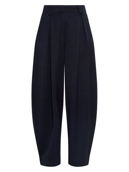 MOSS COPENHAGEN Spodnie "Mynthe" w kolorze granatowym rozmiar: S. Niebieskie spodnie materiałowe Moss Copenhagen, bez wzorów, z materiału, z podwyższonym stanem. Za 196.24 zł.