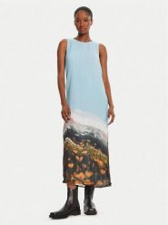 Desigual Sukienka codzienna Plisado Paisaje 25WWVW07 Błękitny Regular Fit. Niebieskie sukienki Desigual, na co dzień, s, bez wzorów, z syntetyku, bez kołnierzyka, bez ramiączek, proste. Za 579.99 zł.