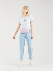Levi's Dżinsy - Mom fit - w kolorze błękitnym rozmiar: W27/L27. Niebieskie jeansy Levi's, l, z aplikacjami, klasyczne, z podwyższonym stanem. Za 147.95 zł.