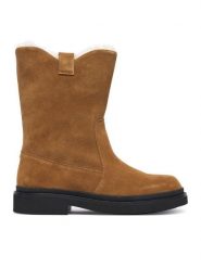 BOSS Botki Eleri 50573110 Brązowy. Brązowe botki Boss, bez wzorów, ze skóry, bez obcasa, na płaskiej podeszwie, bez zapięcia. Za 1,349.00 zł.