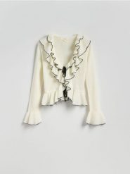Sweter z dodatkiem wełny - złamana biel. Swetry Reserved, l, bez wzorów, z dzianiny, bez ramiączek. W wyprzedaży za 139.99 zł.
