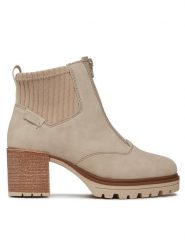 Rieker Botki Y9050-62 Beżowy. Brązowe botki Rieker, bez wzorów, ze skóry, bez obcasa, na słupku, bez zapięcia. Za 199.99 zł.