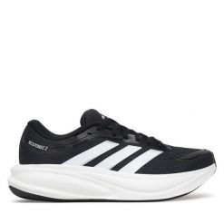 Buty do biegania adidas. Czarne buty treningowe adidas, bez wzorów, bez zapięcia, do biegania. Za 299.99 zł.