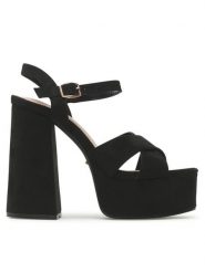 DeeZee Sandały F8914-5 Czarny. Czarne sandały DeeZee, bez wzorów, z materiału, bez obcasa, na słupku, bez zapięcia. Za 159.99 zł.