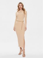 Michael Kors Sukienka dzianinowa MR4820O33D Beżowy Slim Fit. Brązowe sukienki Michael Kors, l, bez wzorów, z dzianiny, bez kołnierzyka, bez ramiączek. Za 779.99 zł.