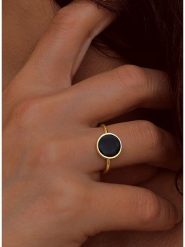 OR Carats Złoty pierścionek z kamieniem szlachetnym rozmiar: 52. Żółte pierścionki OR Carats, z onyksem, złote. Za 1,043.99 zł.