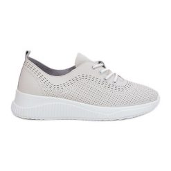 Skórzane Buty Sportowe Damskie Vinceza 41472 Białe. Białe buty treningowe bez wzorów, ze skóry, bez zapięcia. Za 245.28 zł.