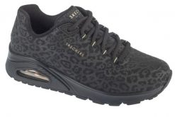Buty sportowe Sneakersy damskie, Uno Kat Neato. Czarne buty treningowe Skechers, bez wzorów, z materiału, przed kostkę, bez zapięcia, trekkingowe. Za 369.99 zł.