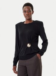 Simona Corsellini Sweter A25CPMGE0301 Czarny Regular Fit. Czarne swetry SIMONA CORSELLINI, s, bez wzorów, z wełny, bez ramiączek. Za 639.99 zł.