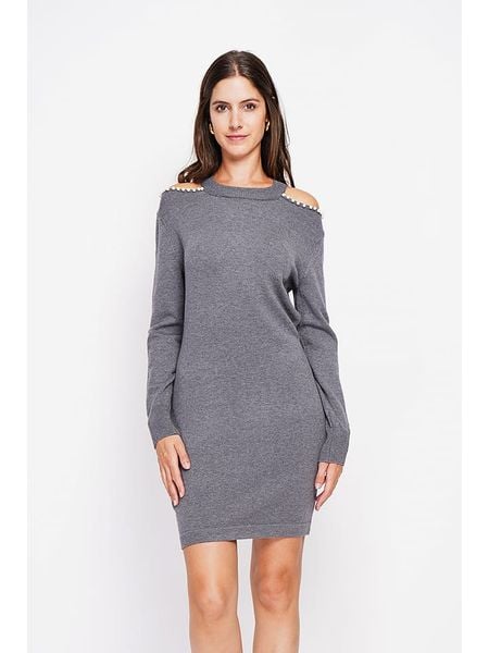 William de Faye Sukienka dzianinowa w kolorze szarym rozmiar: 38. Szare sukienki William de Faye, na co dzień, bez wzorów, z dzianiny, klasyczne, bez kołnierzyka, bez ramiączek, mini, proste. Za 114.44 zł.