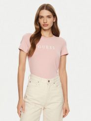 Guess T-Shirt O5RI01 KBBU1 Różowy Slim Fit. Czerwone t-shirty Guess, l, z aplikacjami, z bawełny, bez kołnierzyka, bez ramiączek. Za 89.99 zł.