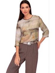 Heine Bluzka w kolorze beżowym rozmiar: 38. Brązowe bluzki Heine, bez wzorów, z wiskozy, bez kołnierzyka, bez ramiączek. Za 87.19 zł.