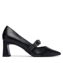 Czółenka Tamaris. Czarne czółenka Tamaris, bez wzorów, bez obcasa, bez zapięcia. Za 409.99 zł.