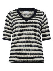 KAFFE curve Sweter w kolorze kremowo-czarnym rozmiar: XL. Brązowe swetry KAFFE curve, xl, bez wzorów, z bawełny, bez ramiączek. Za 118.84 zł.