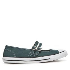 Baleriny Converse. Zielone baleriny Converse, bez wzorów, retro, bez obcasa, bez zapięcia. Za 219.99 zł.