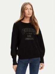 Guess Sweter W5YR26 Z26I2 Czarny Regular Fit. Czarne swetry Guess, s, z aplikacjami, z wiskozy, bez ramiączek. Za 299.99 zł.