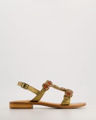 BRĄZOWE SANDAŁY Z OZDOBĄ 2978 LAM BRONZO. Brązowe sandały Venezia, z aplikacjami, ze skóry, bez obcasa, bez zapięcia. Za 279.00 zł.