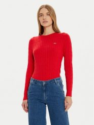 Gant Sweter 4800100 Czerwony Slim Fit. Czerwone swetry Gant, xs, bez wzorów, z bawełny, bez ramiączek. Za 309.99 zł.