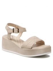 Lasocki Sandały OCE-3030-06 Beżowy. Brązowe sandały Lasocki, bez wzorów, ze skóry, bez obcasa, na koturnie, bez zapięcia. Za 169.99 zł.