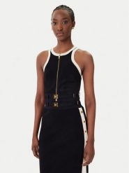 Elisabetta Franchi Top TK-71S-61E2-V270 Czarny Regular Fit. Czarne topy Elisabetta Franchi, s, bez wzorów, z wiskozy, bez kołnierzyka, bez ramiączek. Za 1,149.00 zł.