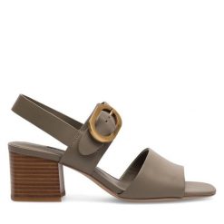 Sandały GINO ROSSI. Brązowe sandały Gino Rossi, bez wzorów, bez obcasa, na słupku, bez zapięcia. Za 249.99 zł.