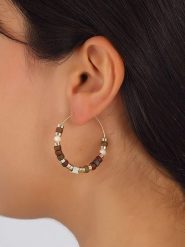 Nakkash Pozłacane kolczyki-kreole z kamieniem szlachetnym rozmiar: onesize. Żółte kolczyki Nakkash, pozłacane. Za 47.95 zł.