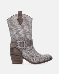 PLECIONE KOWBOJKI W KOLORZE SZARYM F927K7 RAF GRIGI. Szare botki Venezia, bez wzorów, bez obcasa, bez zapięcia. Za 699.00 zł.