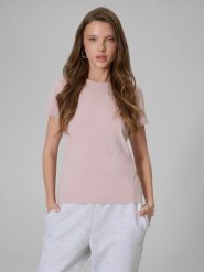 4F T-shirt slim gładki damski - różowy XS. Czerwone t-shirty 4f, xs, bez wzorów, z dzianiny, klasyczne, bez kołnierzyka, bez ramiączek. Za 49.99 zł.
