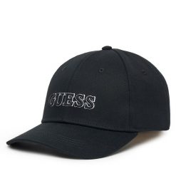 Czapka z daszkiem Guess. Czarne czapki z daszkiem Guess, z aplikacjami. Za 109.99 zł.