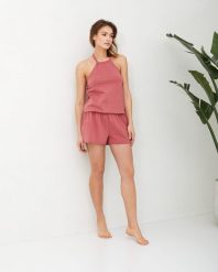 KOMBINEZON PAULA KORALOWY L - Flawless. Pomarańczowe kombinezony Flawless, l, bez wzorów, z bawełny, eleganckie, bez kołnierzyka, bez ramiączek, krótkie. Za 72.00 zł.