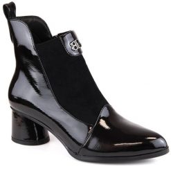 Botki damskie na obcasie czarne D&A S.Barski Premium Collection MR870-96. Czarne botki bez wzorów, bez obcasa, na obcasie, bez zapięcia. Za 329.18 zł.