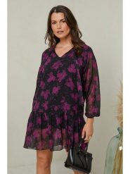 Curvy Lady Sukienka w kolorze czarno-fioletowym rozmiar: 48/50. Czarne sukienki Curvy Lady, bez wzorów, klasyczne, bez kołnierzyka, bez ramiączek, mini. Za 92.42 zł.