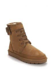 ISLAND BOOT Botki zimowe "Imaan" w kolorze jasnobrązowym rozmiar: 39. Brązowe botki Island Boot, z aplikacjami, z materiału, z okrągłym noskiem, bez obcasa, bez zapięcia. Za 171.28 zł.