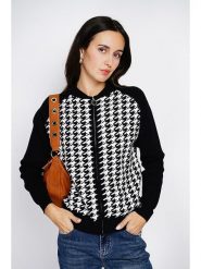 ASSUILI Kardigan w kolorze czarno-białym rozmiar: 40. Białe swetry Assuili, bez wzorów, z kaszmiru, klasyczne, bez ramiączek. Za 162.11 zł.