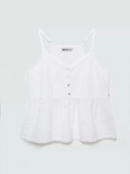 Top damski bawełniany haftowany biały Balbina 100. Białe topy BIG STAR, l, z aplikacjami, z bawełny, eleganckie, bez kołnierzyka, bez ramiączek. Za 159.99 zł.