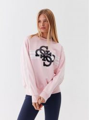 Guess Bluza V3YQ17 KBV71 Różowy Regular Fit. Czerwone bluzy Guess, xxs, z aplikacjami, z bawełny, bez kaptura. Za 199.99 zł.