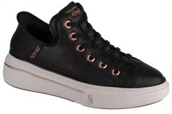 Buty sportowe Sneakersy damskie, Slip-Ins: Snoop One - OG Leather. Czarne buty treningowe Skechers, bez wzorów, z materiału, przed kostkę, bez zapięcia, trekkingowe. Za 449.99 zł.