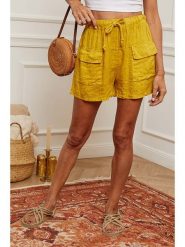 Fleur de Lin Lniane szorty "Boristo" w kolorze żółtym rozmiar: XL. Żółte szorty Fleur de Lin, bez wzorów, ze lnu. Za 138.45 zł.