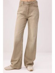 Trendyol Dżinsy - Comfort fit - w kolorze beżowym rozmiar: 38. Brązowe jeansy Trendyol, bez wzorów, z bawełny, klasyczne, z podwyższonym stanem. Za 123.25 zł.
