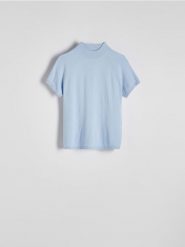 Sweter z wiskozą - jasnoniebieski. Niebieskie swetry Reserved, l, bez wzorów, z dzianiny, bez ramiączek. W wyprzedaży za 49.99 zł.