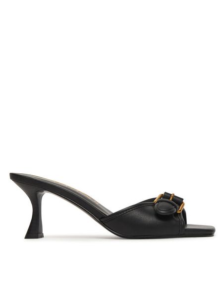 Guess Klapki FLJDI3 ELE03 Czarny. Czarne klapki Guess, z aplikacjami, ze skóry, bez obcasa, bez zapięcia. Za 530.99 zł.