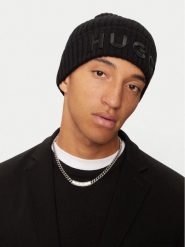 HUGO Czapka 50527804 Czarny. Czarne czapki zimowe Hugo, bez wzorów, z wełny. Za 319.99 zł.