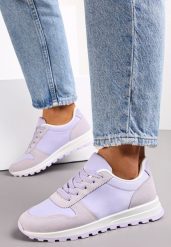 Fioletowe Sznurowane Sneakersy na Płaskiej Podeszwie z Wycięciami i Wstawkami Zaylynn. Fioletowe buty sportowe lifestyle Renee, bez wzorów, ze skóry, sportowe, przed kostkę, bez zapięcia. W wyprzedaży za 103.99 zł.