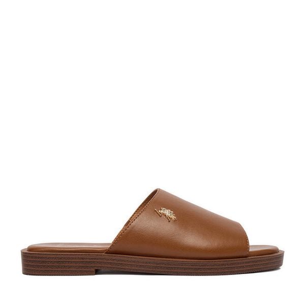 Klapki U.S. Polo Assn. Brązowe klapki U.S. Polo Assn., bez wzorów, marine, bez obcasa, bez zapięcia. Za 179.99 zł.