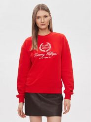 Tommy Hilfiger Bluza Flag Script WW0WW41758 Czerwony Regular Fit. Czerwone bluzy Tommy Hilfiger, xl, bez wzorów, z bawełny, bez kaptura. Za 339.99 zł.