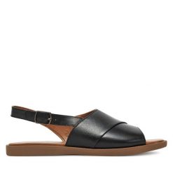 Sandały Lasocki. Czarne sandały Lasocki, bez wzorów, bez obcasa, na płaskiej podeszwie, bez zapięcia. Za 159.99 zł.