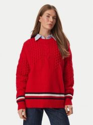 Tommy Jeans Sweter DW0DW23353 Czerwony Oversize. Czerwone swetry Tommy Jeans, s, bez wzorów, z jeansu, bez ramiączek. Za 649.99 zł.
