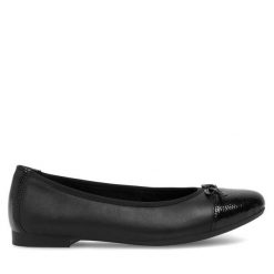Baleriny Remonte. Czarne baleriny Remonte, bez wzorów, bez obcasa, bez zapięcia. Za 271.99 zł.